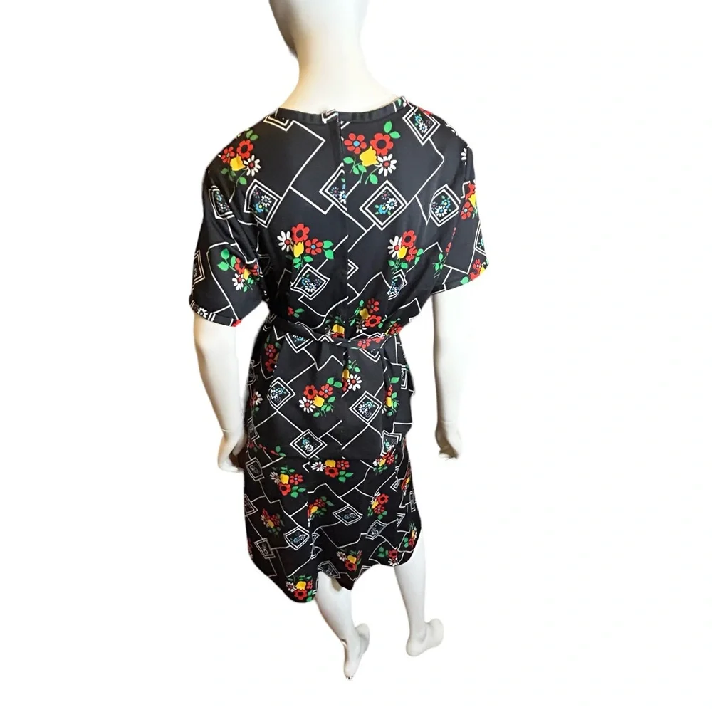 70s Vintage Sears Fashion Top Skirt Set Black